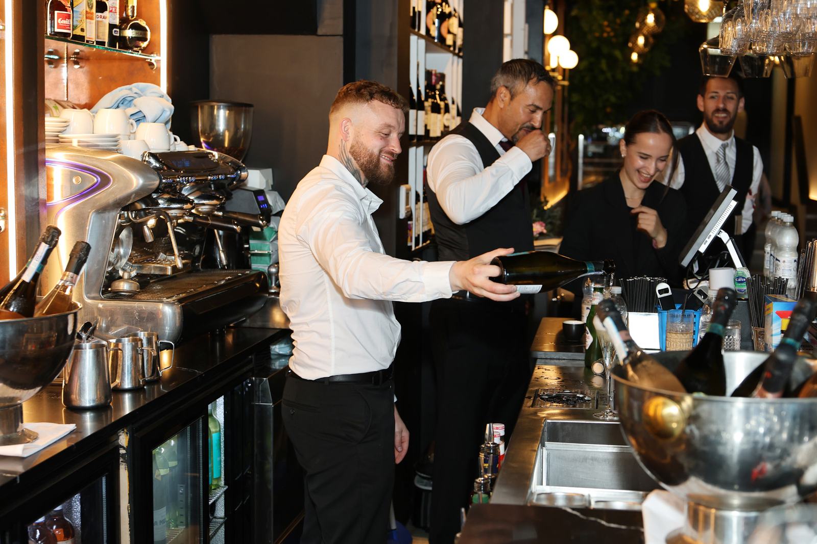 The team behind the bar before service
